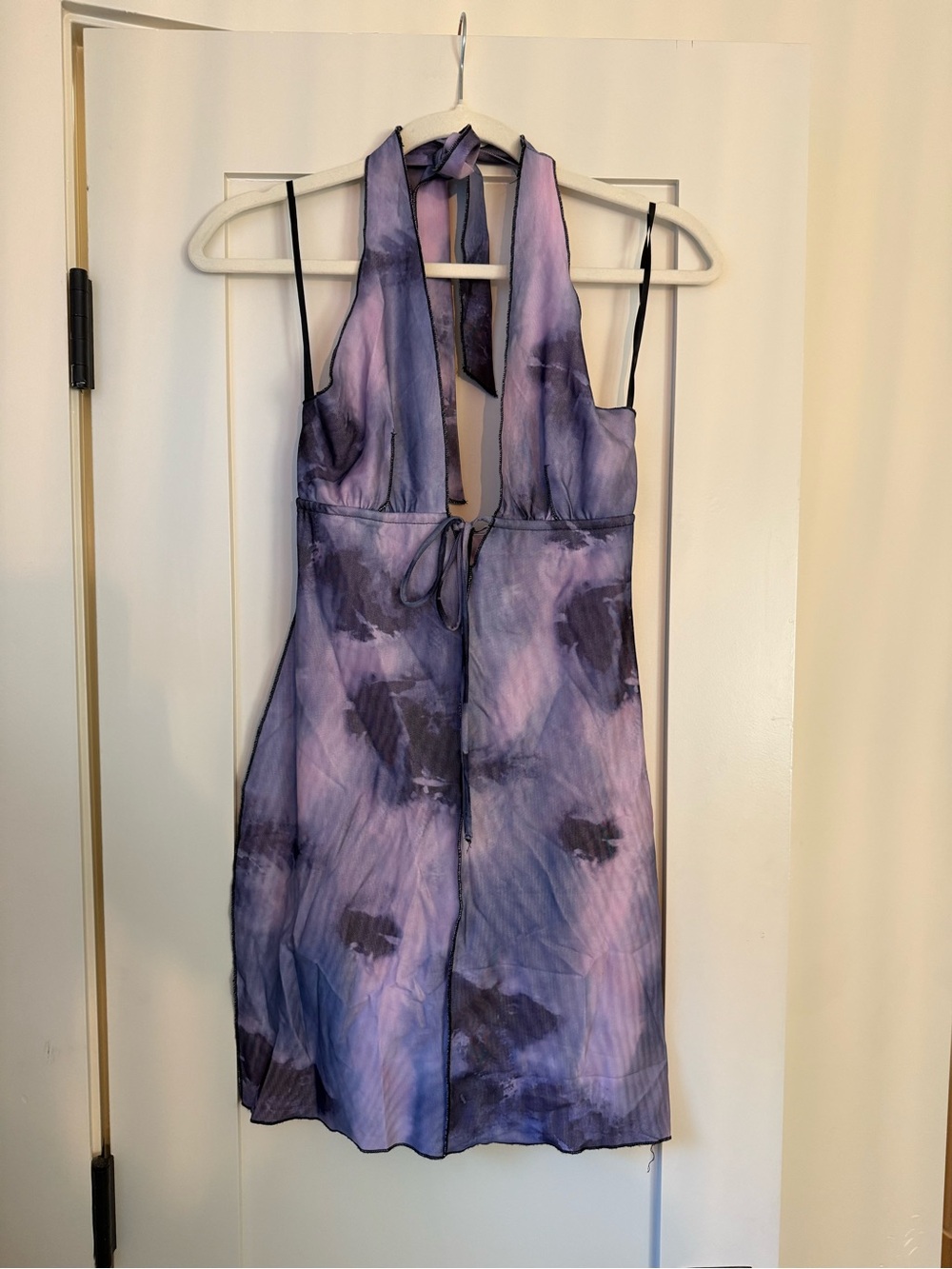 Purple Tie-Dye Halter Mini Dress